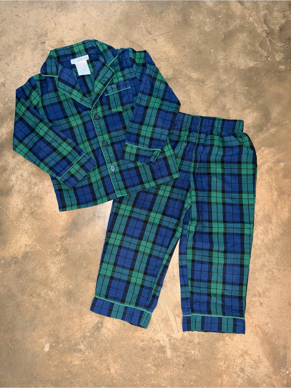 Saint Eve Kids 4T Blue Green Plaid Pajama Set Christmas Holiday PJs